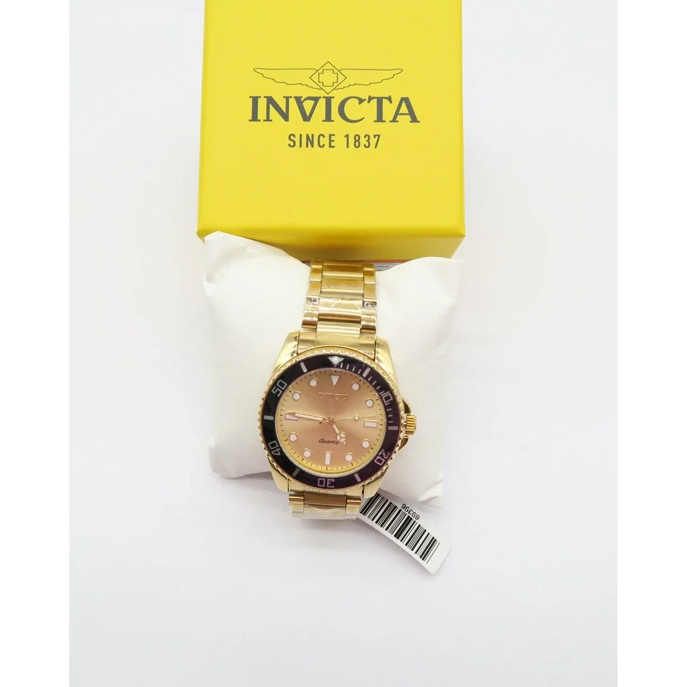 Invicta Pro Diver Vitreos Mens Watch 42mm Gold Tone Stainless Steel 69396 New